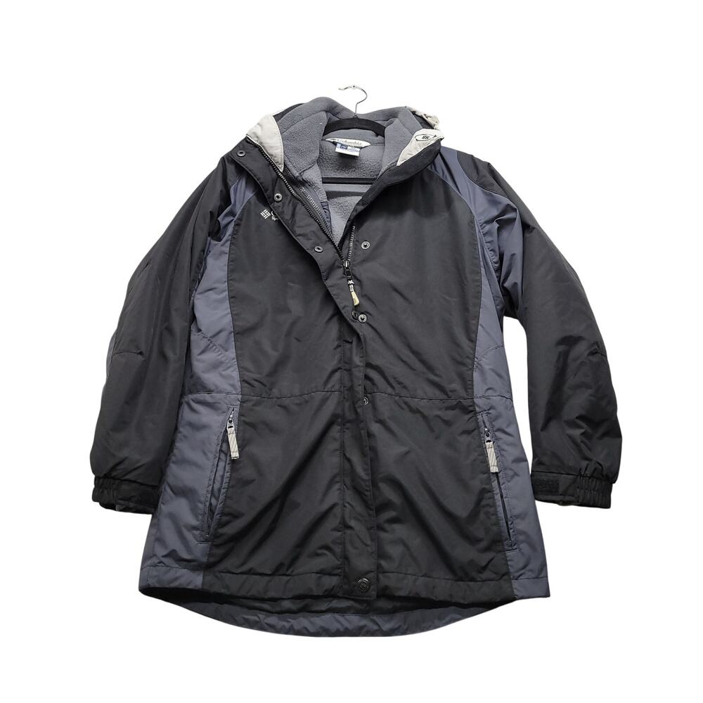 Columbia Women’s Small Interchange 3-in-1 Black Gray Fleece Lined Hooded Jacket